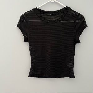 Akira Shirt Womens Large Black Short Sleeve Crew Neck Perforated Stretch